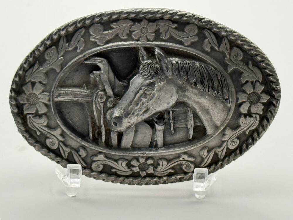 Siskiyou Buckle Co. Ornate Horse Head Belt Buckle Vintage Western Collectible